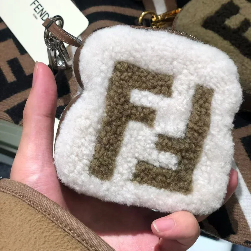 NIB Authentic  Fendi 2018 FF Shearling Toast Charm